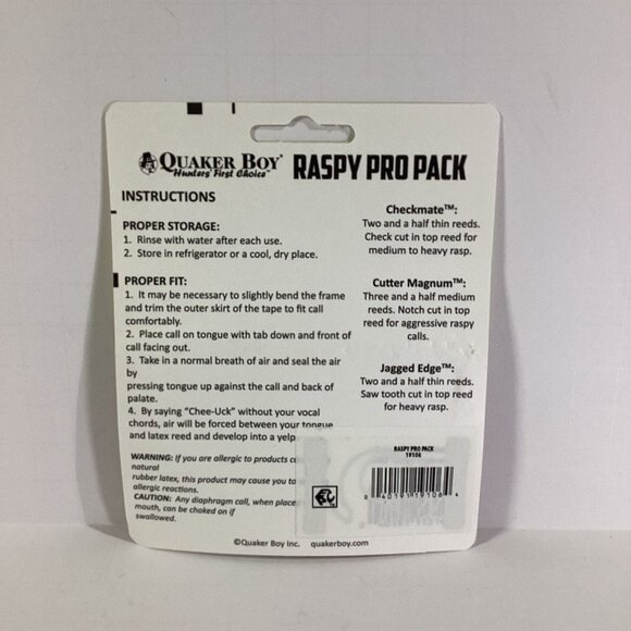 Quaker Boy Raspy Pro Pack Turkey Call 3 Pack Combo Brand New Sealed See Pics - Picture 2 of 2